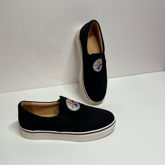 NFL BLACK AND WHITE STEELERS FLATS SIZE 8W - Picture 4 of 11